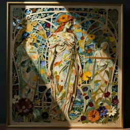 pressed flowers drapped with robes art nouveau