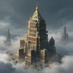 book tower city, magical, mist, artstation