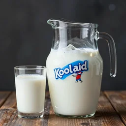 kool - aid man filled with milk. ice cold pitcher of milk. kool - ade man. glass