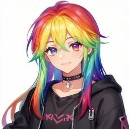, rainbow hair, trending on pixiv, artstation, deviantart, sakimimichan, artgerm, wlop,