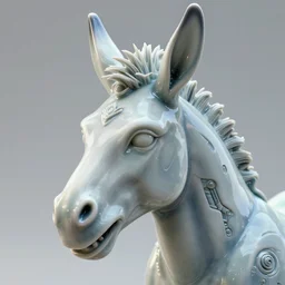 complex 3 d render, hyper detailed, ultrasharp, evil donkey cyborg portrait with a porcelain profile face, natural soft rim light, headdress made of sponge corals, daisies, colorful mushrooms, jellyfish, puffballs, white red rhizomorphs, cyberpunk metallic brackets, ferra white mecha, alexander mcqueen, beautiful natural soft illumination, octane highly render, 4 k, ultra hd,