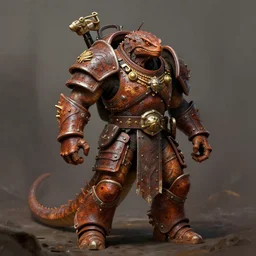savage lizardman warrior, wearing tribal ornamented rust armor, lizard tail, full body concept, warhammer lizardman, beksinski, edward hopper art