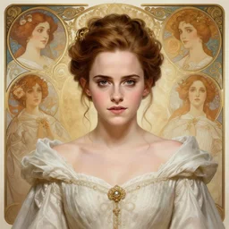 ancient queen elegant naive emma watson, symetrical, diffuse lighting, fantasy, intricate, elegant, highly detailed, lifelike, photorealistic, digital painting, artstation, illustration, concept art, 4 k, smooth, sharp focus, art by john collier and albert aublet and krenz cushart and artem demura and alphonse mucha