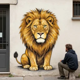 boring lion uncreative drawing done by a street hobo