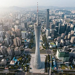 Guangzhou bird eye's view, unreal engine 5, realistic, highly detailed, artstation