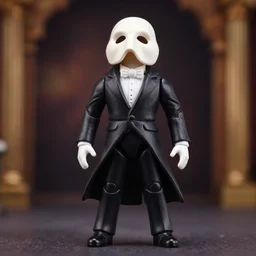 plastic action figure from phantom of the opera on broadway, hdr studio lighting, shallow focus, high resolution product photography