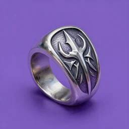 silver signet of a fantasy empire, simple tentalces engraved onto the signet, purple, style of rossdraws, digital painting