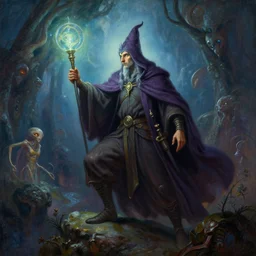a beautiful painting of a wizard on an alien world, ray traced lighting by jean claude mezieres