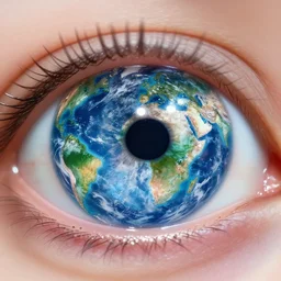an award winning photo of an amazing beautiful world in an eye, very detailed and colorful