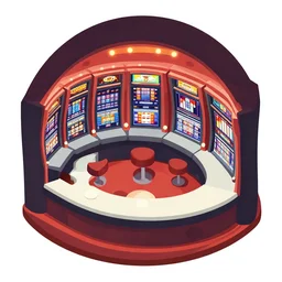 squid shaped casino interior, 2 d flat style