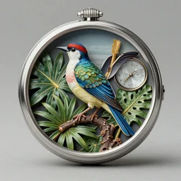 tropical bird by Jaquet Droz,  macro photography, trending on artstation, octane render