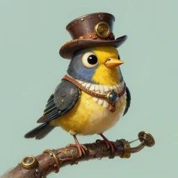 steampunk budgie, masterpiece, digital painting.