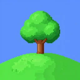 single tree on a hill, 1 6 - bit, 1 6 bit, snes, pixel art