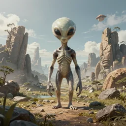 a alien landscape in the style of midjourney, 8 k, unreal engine, zbrush,