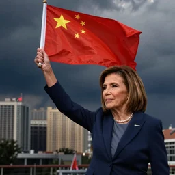 nancy pelosi waving chinese flag