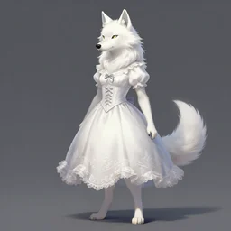 furry white wolf wearing a dress, fantasy, artstation, concept art
