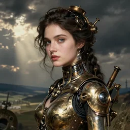 image of beautyful female android steampunk by william - adolphe bouguereau,