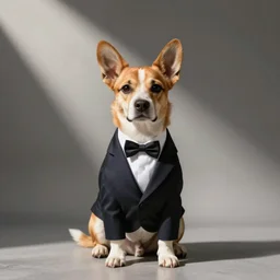 dog in formal suit