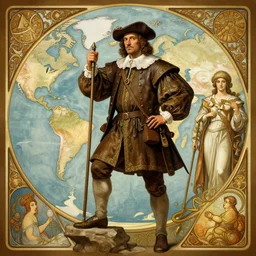 Christopher Columbus, first step in New World, highly detailed, digital painting, artstation, concept art, sharp focus, illustration, art by artgerm and greg rutkowski and alphonse mucha