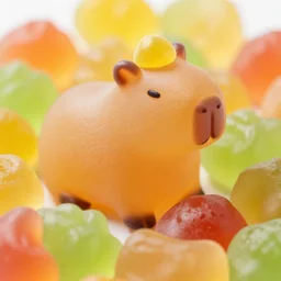 capybaras gummy candy, close up