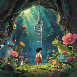 a wholesome animation key shot of hollow earth, fantasy creatures, colorful, studio ghibli, pixar and disney animation, sharp, rendered in unreal engine 5, anime key art by greg rutkowski, bloom, dramatic lighting, volumetric lighting
