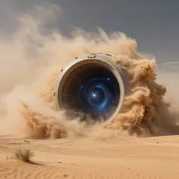 intergalactic stargate portal in the middle of a desert, with a sandstorm raging around it by ivan shishkin