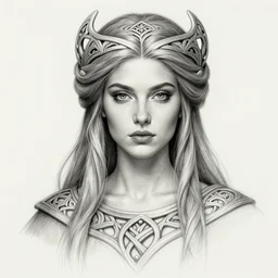 beautiful celtic goddess, character portrait, sketch, concept art, intricate details, highly detailed photorealistic, portrait, in the style of adam hughes, seseon yoon, artgerm and warren louw
