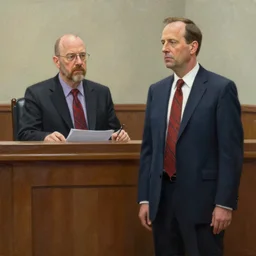 saul goodman defending michael scott in acourt, courtroom painting