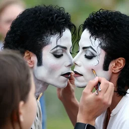 michael jackson doing face paintings at the zoo