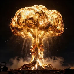 a giant glowing tree that looks like a nuclear explosion
