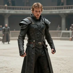 bald ominous brooding Austin Butler as Feyd-Rautha Harkonnen fighting in an arena