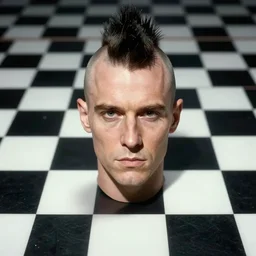 punk rock, travis bickle has a mohawk, on a checkered floor, by francis bacon