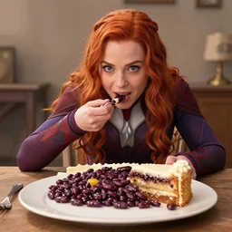 scarlet from avengers!!!!!!!!!! eating cake made of beans!!!!!