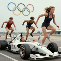 The matrix, LeeLoo, Starship Troopers, Clarice Starling, The Olympics footage, hurdlers in a race, intense moment, cinematic stillframe, shot by Roger Deakins, The fifth element, vintage robotics, formula 1, starring Geena Davis, clean lighting