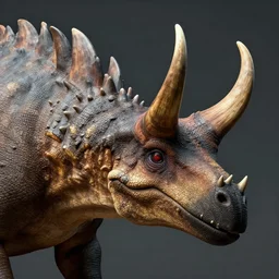 ancient styracosaurus dragon head portrait by beksinski, styracosaurus headed with large frill around the neck, rough scale texture, sharp focus, hyper detailed, zoomed out, volumetric lighting, by beksinski, ruan jia, trending on artstation