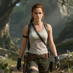 Screenshot of Emma Watson as Lara Croft video game