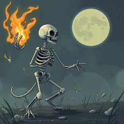 a skeleton catching a pokemon