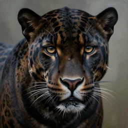 a beautiful painting portrait of a black jaguar, highly detailed close up, fantasy art, matte painting