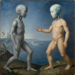 a salvador darli painting of the end of human civilisation and the birth of an artificial intelligence revolution