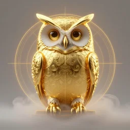 symmetry!! product render poster golden ration owl, scifi, glowing fog intricate, elegant, highly detailed, digital painting, artstation, concept art, smooth, sharp focus, illustration, art by artgerm
