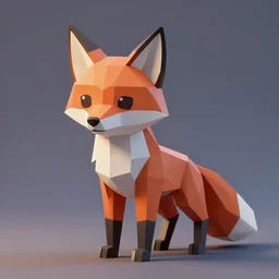 low-poly fox, octane render