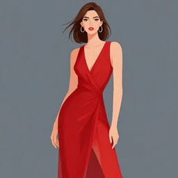 a saturday evening post illustration of a french fashion model posing in a red dress by coby whitmore