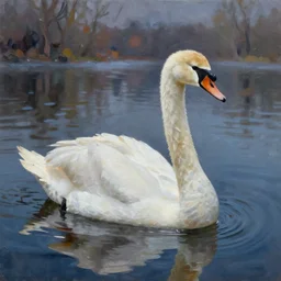 surreal abstract swan on a lake, oil painting, highly detailed, full shot, ambient lighting, illustration, digital art,