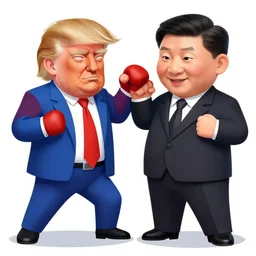 donald trump vs xi jinping street fighter duel, fight, digital art, cartoon