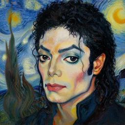 a beautiful painting michael jackson face, by disney concept artists van gogh leonardo da vinci realistic oil painting