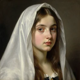 a girl in a veil, a realistic painting by karl bryullov, small details