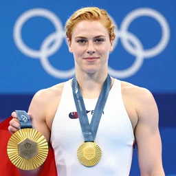 christina hendricks as olympic swimmer wining gold medal,