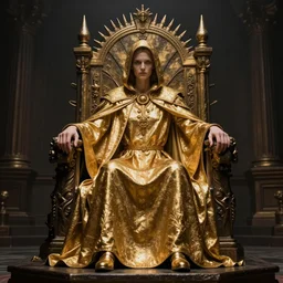 the gold cloak enitty sits on the lovecraftian throne H 576