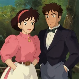 dean martin and jerry lewis in the style of studio ghibli
