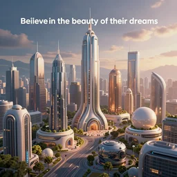 futuristic city dream like cute things the future belongs to those who believe in the beauty of their dreams, high resolution